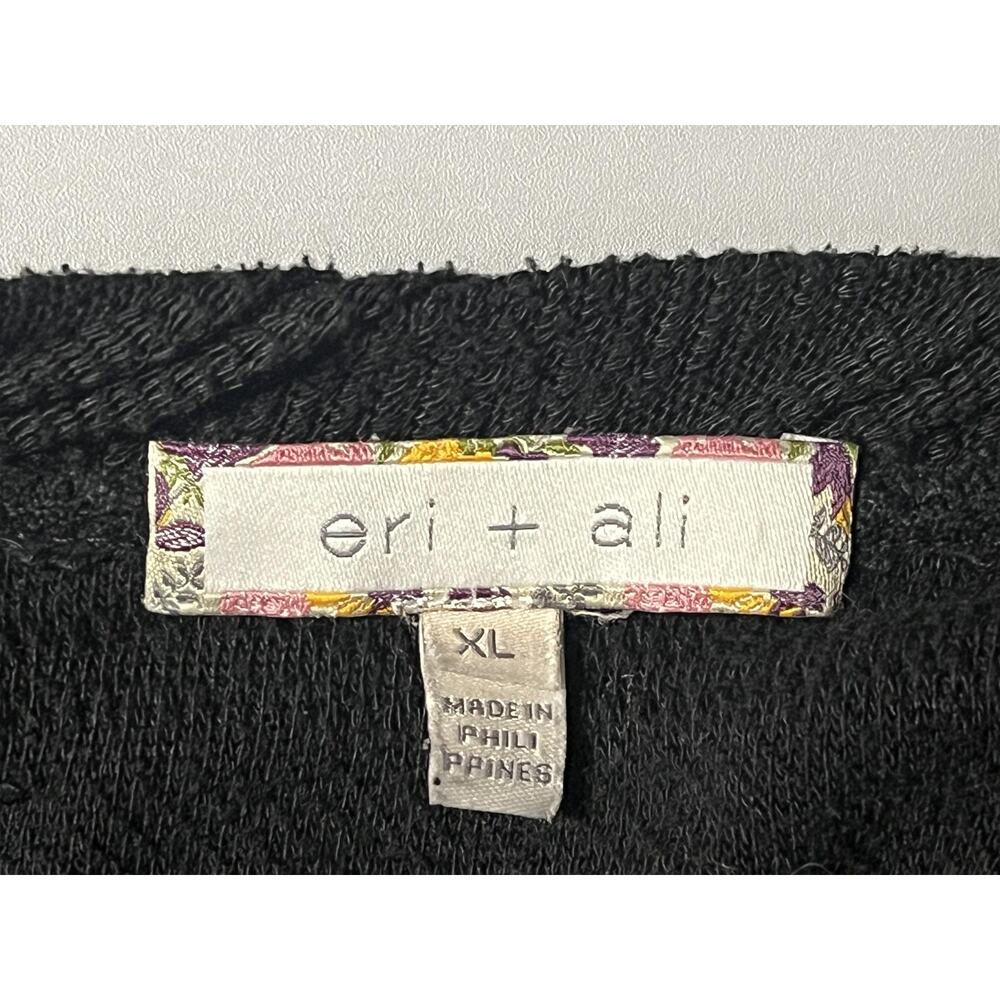 Anthropologie Eri + Ali Sweater Womens XL Black‎ Lace Balloon Sleeve Knit - Picture 6 of 13